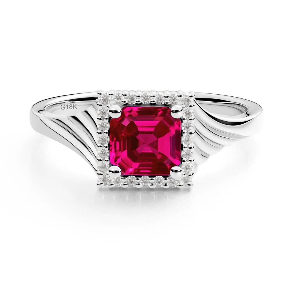 Asscher Cut Ruby Halo Ring - Image 3