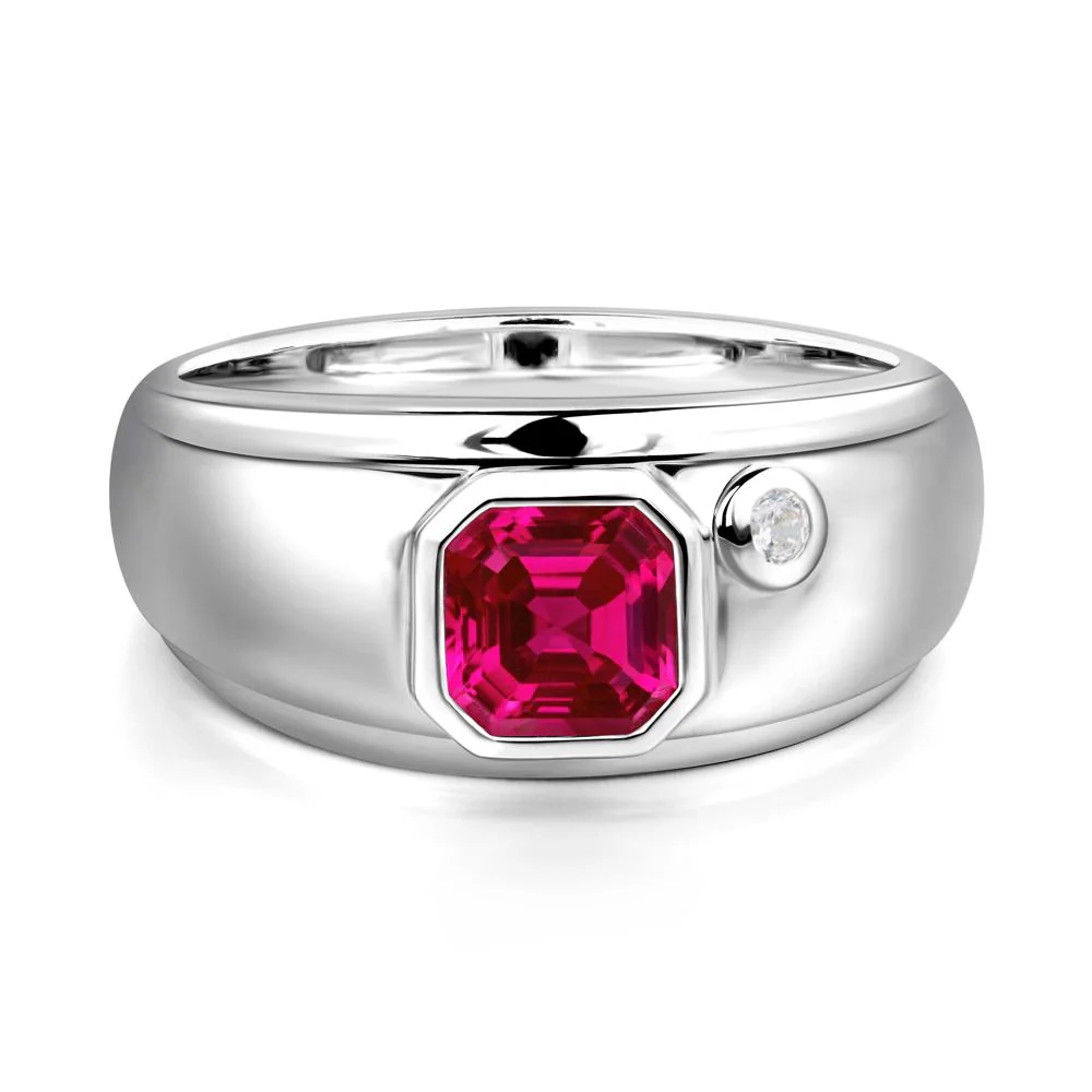 Asscher Cut Ruby Men's Ring - Image 4