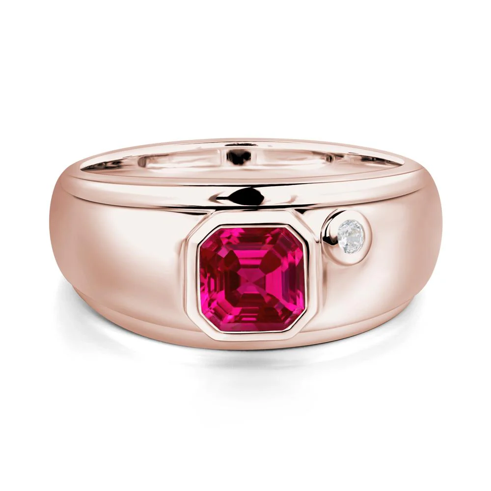Asscher Cut Ruby Men's Ring - Image 5