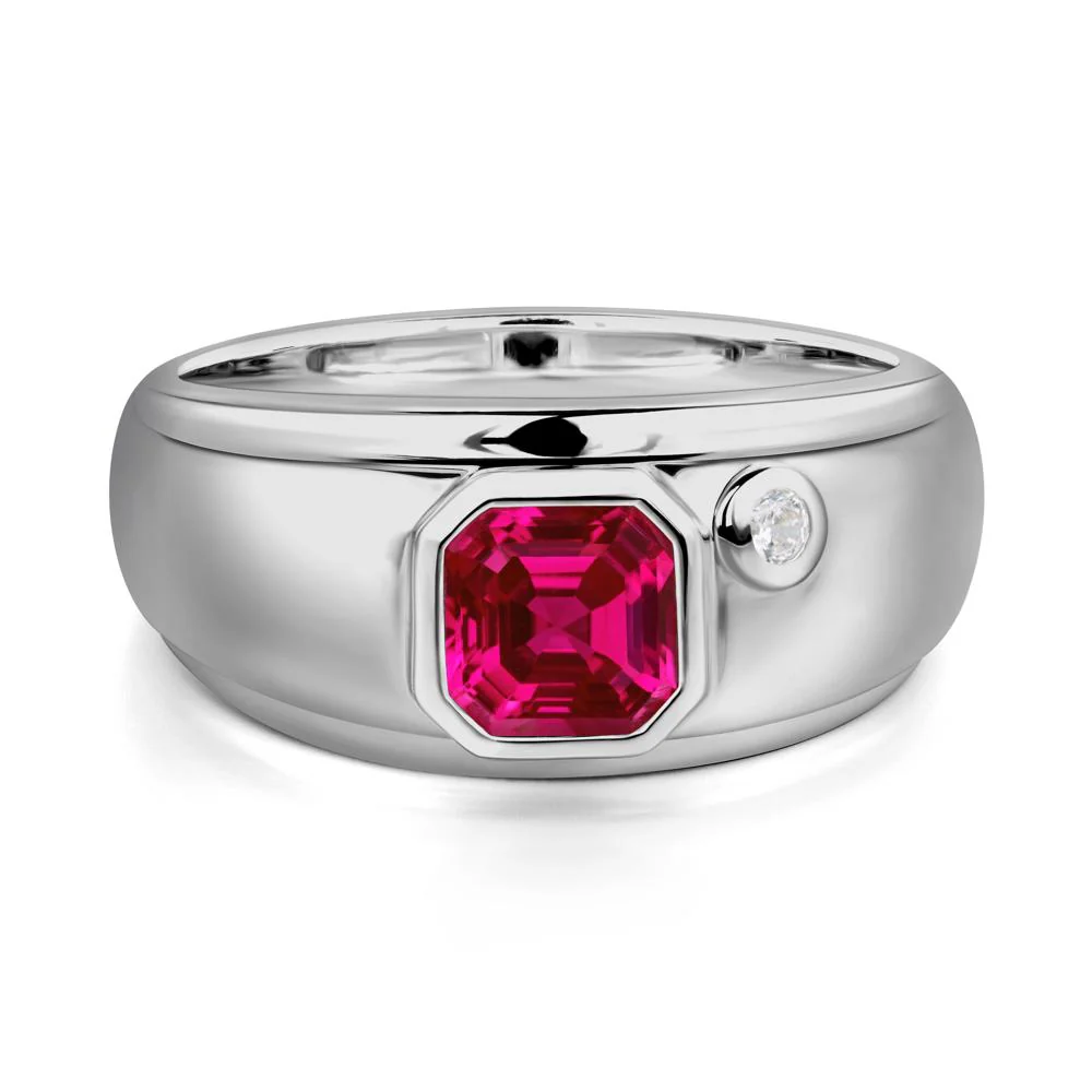 Asscher Cut Ruby Men's Ring - Image 6