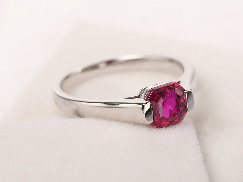 Ruby Semi Bezel Solitaire Ring - Image 2