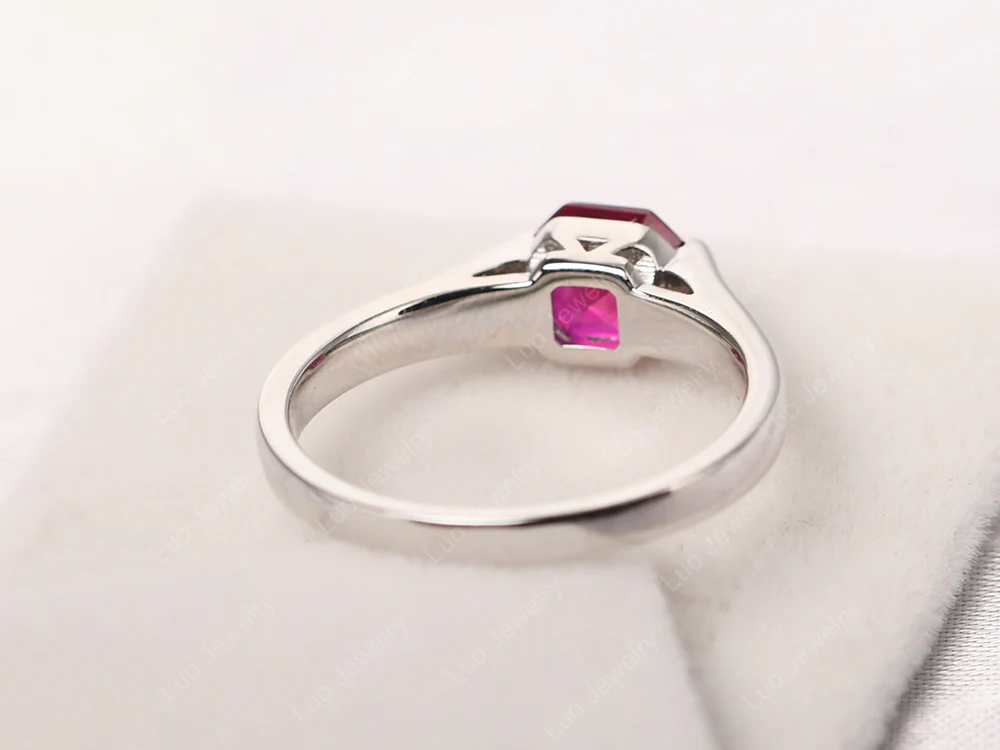 Ruby Semi Bezel Solitaire Ring - Image 3