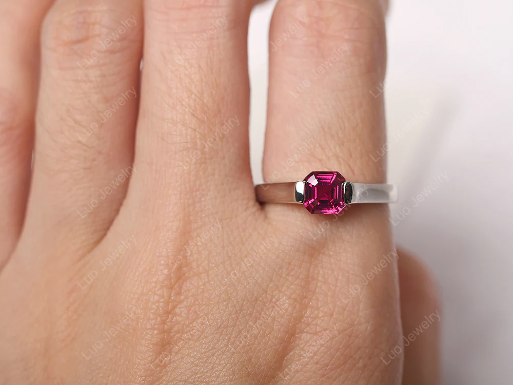 Ruby Semi Bezel Solitaire Ring - Image 5
