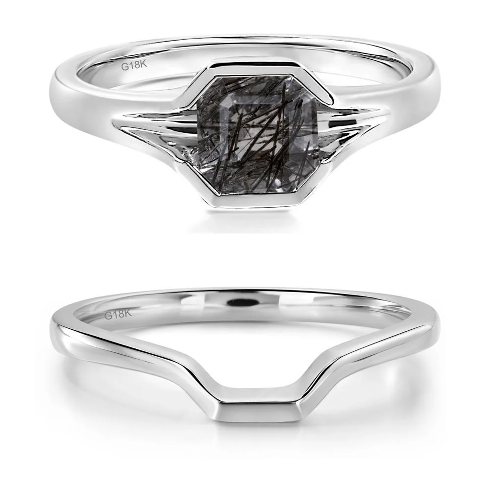 Black Rutilated Quartz Bezel Solitaire Ring - Image 19