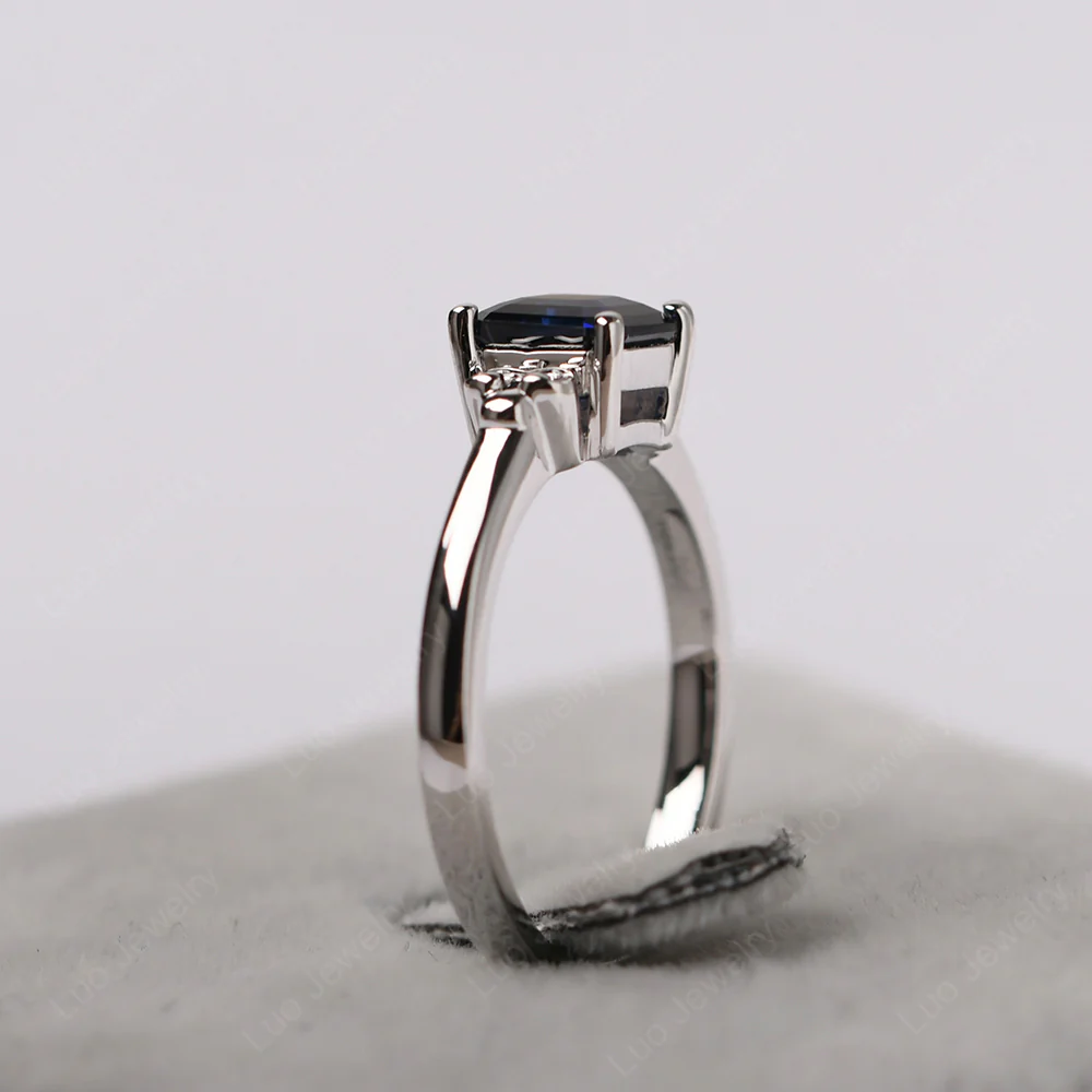 Asscher Cut Sapphire Solitaire Ring - Image 5