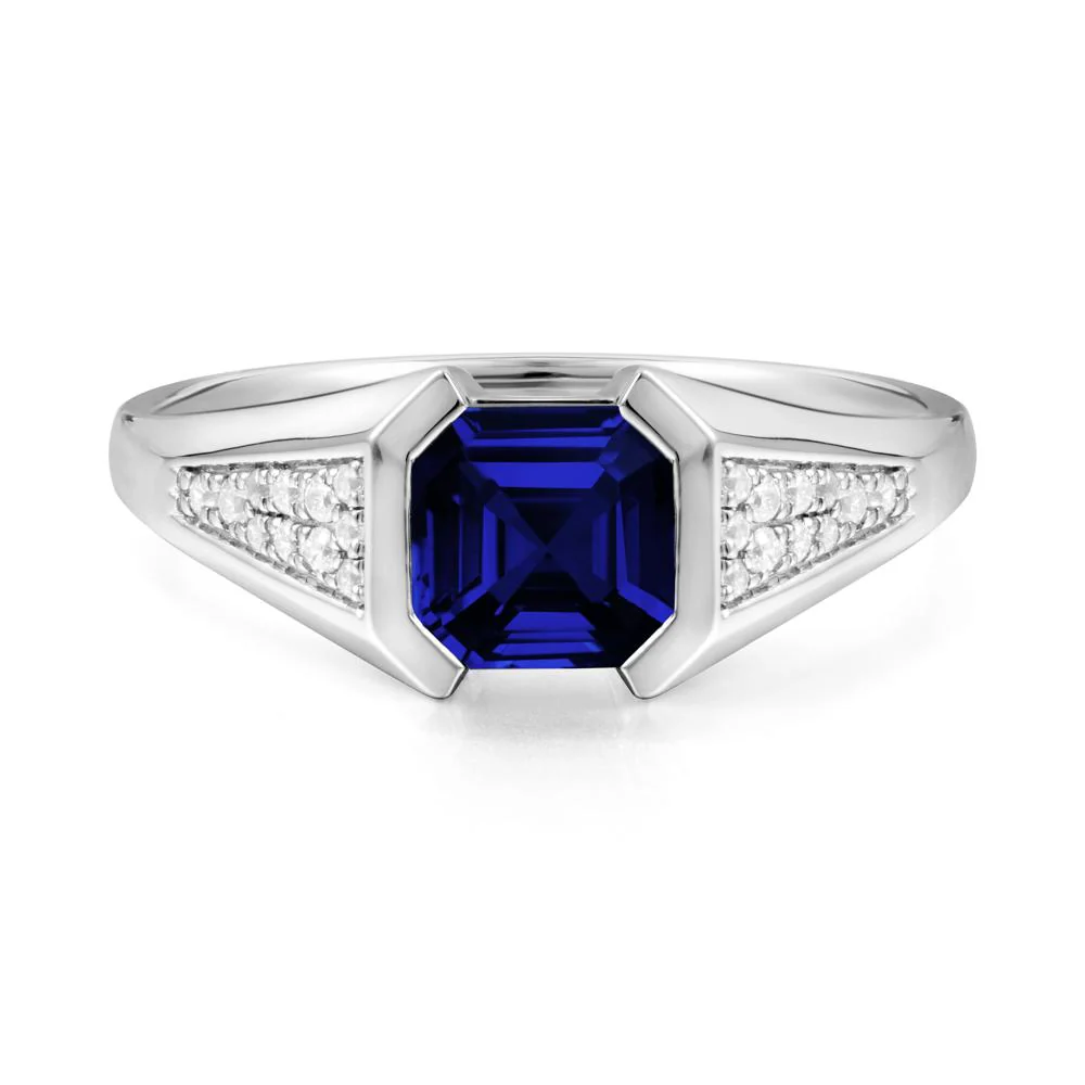 Asscher Cut Sapphire Bezel Ring - Image 2
