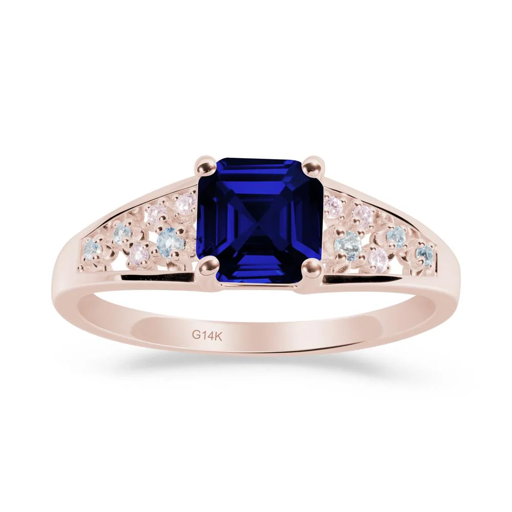 Asscher Cut Sapphire Cluster Ring - Image 2