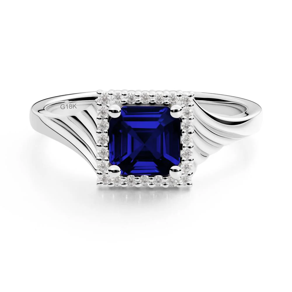Asscher Cut Sapphire Halo Ring - Image 9