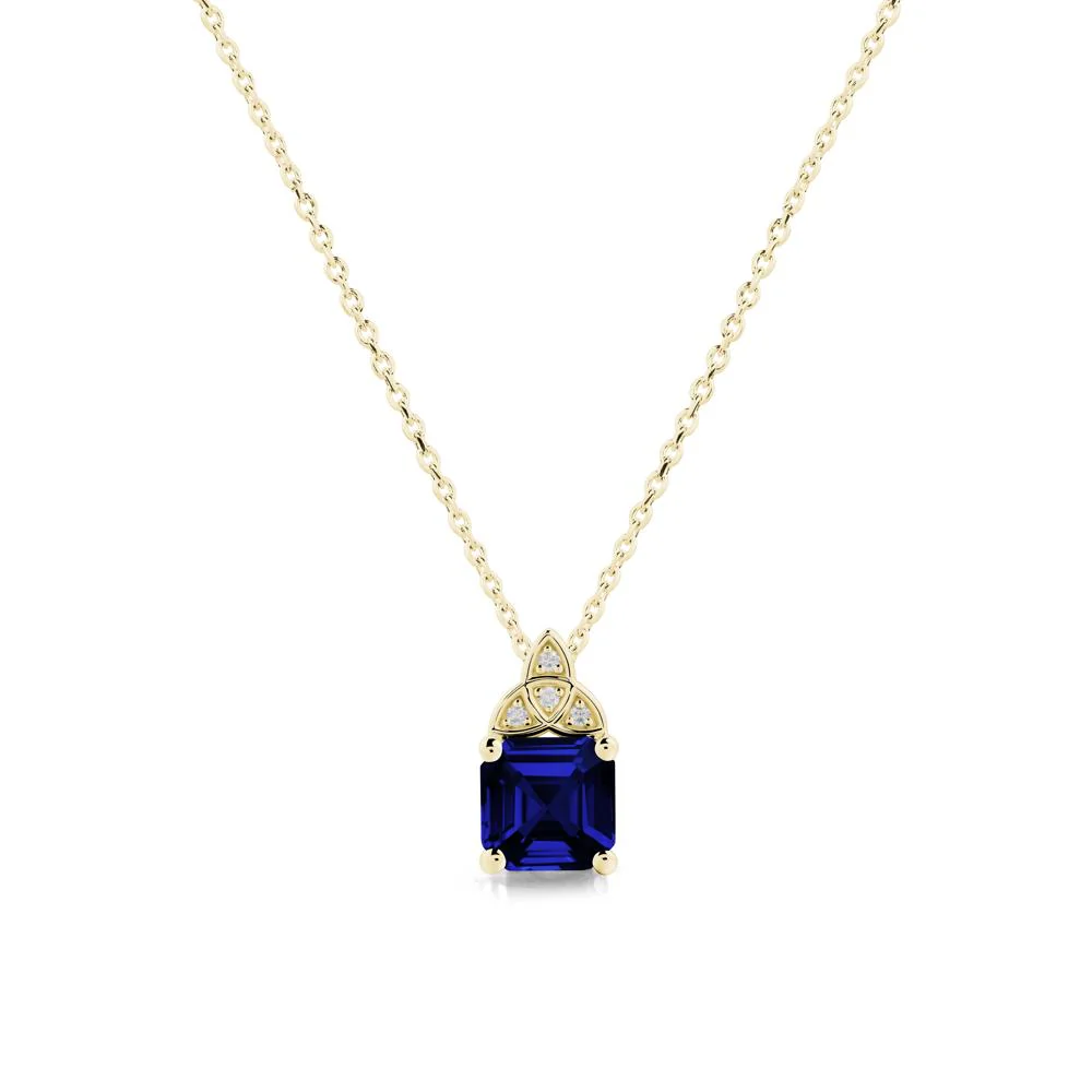 Asscher Cut Sapphire Necklace with Celtic Knot - Image 6