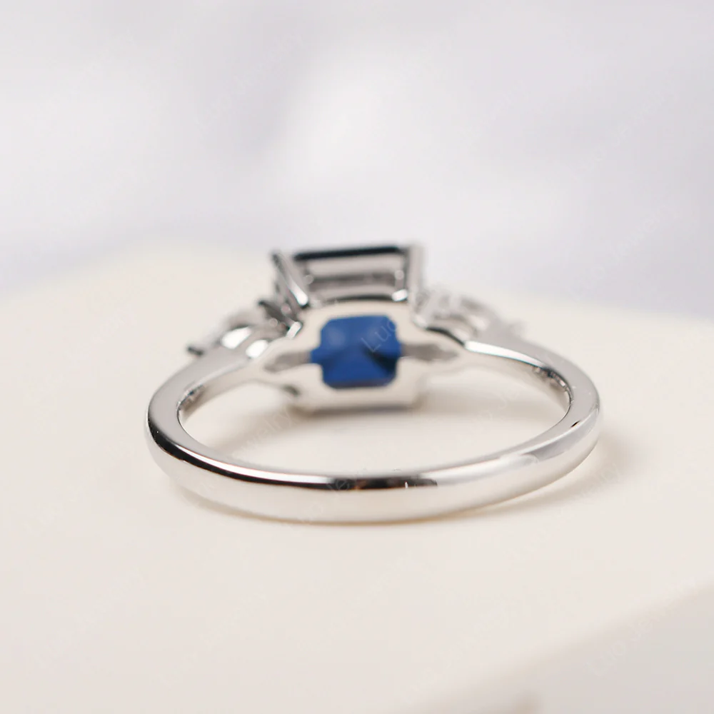 Asscher Sapphire Ring with Pear Side Stone - Image 3