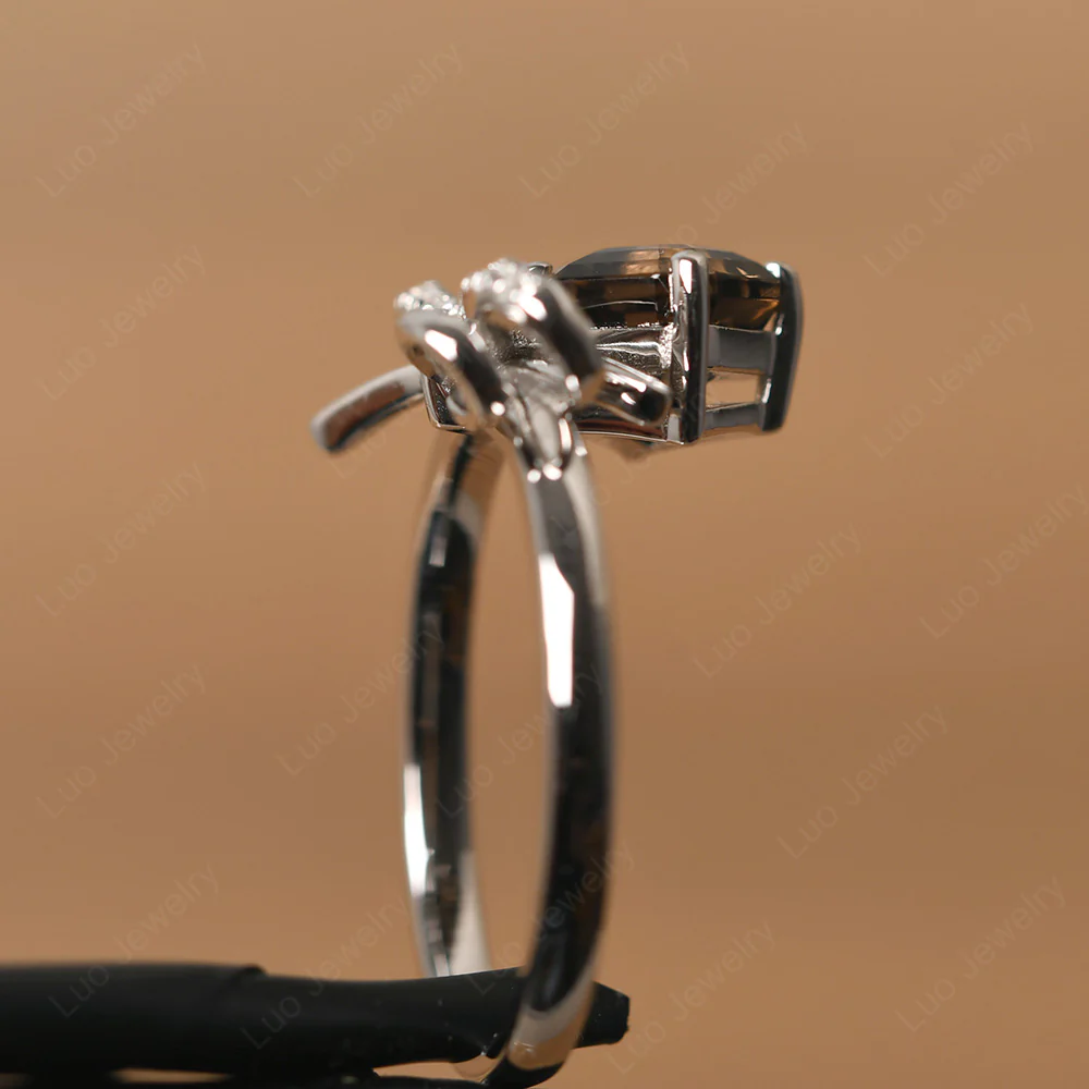 Asscher Cut Smoky Quartz Bowknot Ring - Image 4