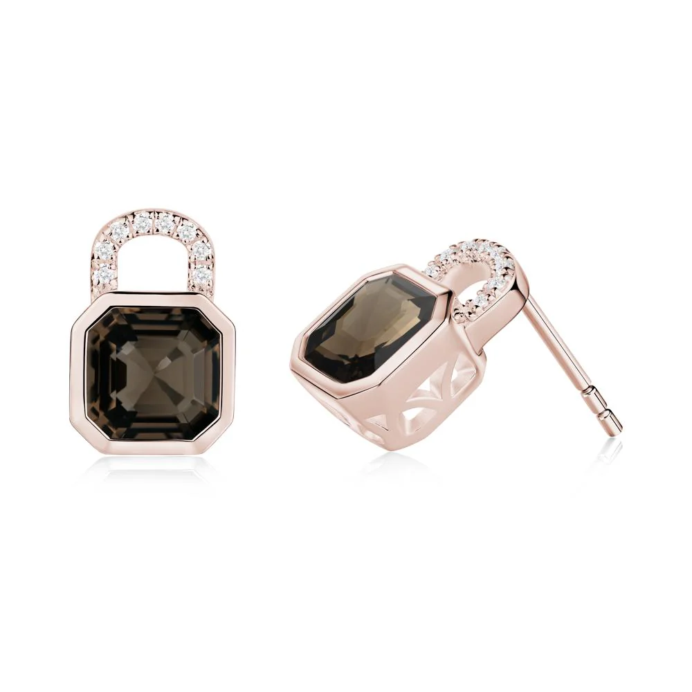 Asscher Cut Smoky Quartz Earrings
