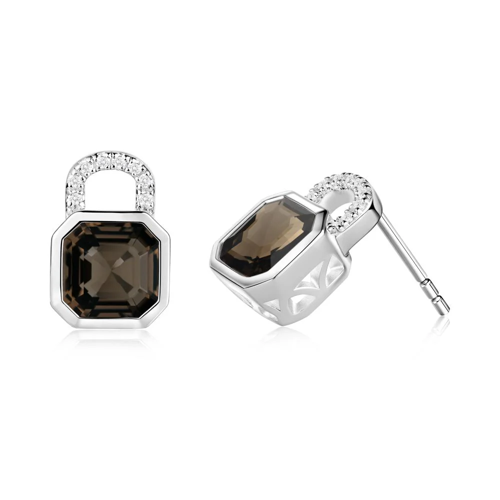 Asscher Cut Smoky Quartz Earrings - Image 2