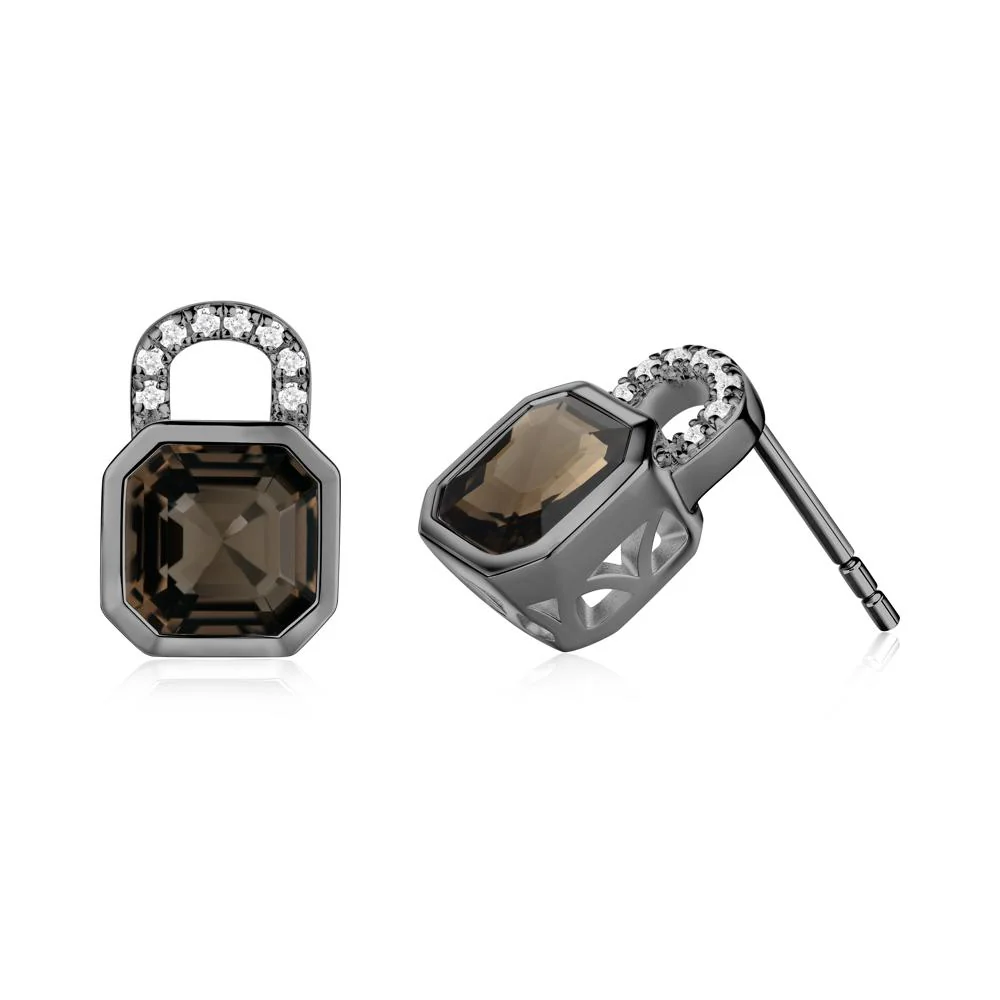 Asscher Cut Smoky Quartz Earrings - Image 8