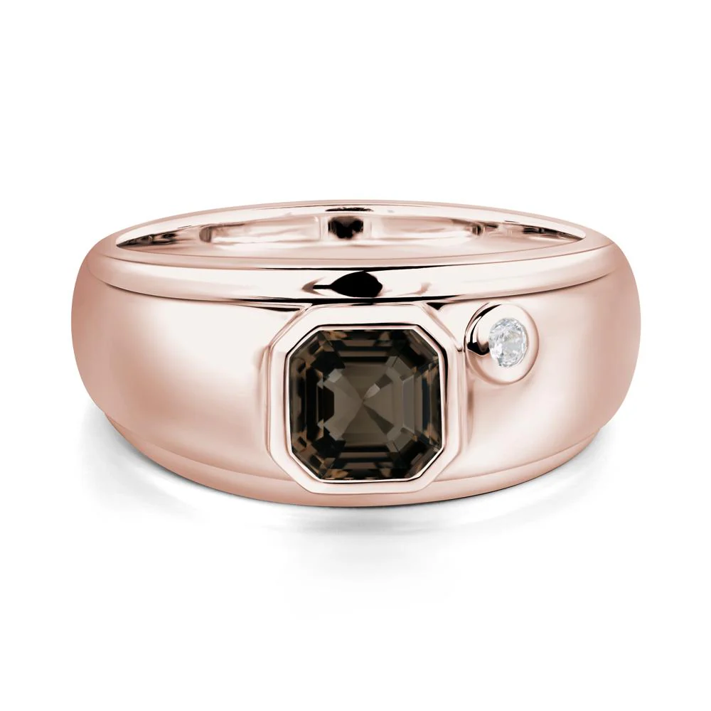 Asscher Cut Smoky Quartz Men's Ring - Image 5