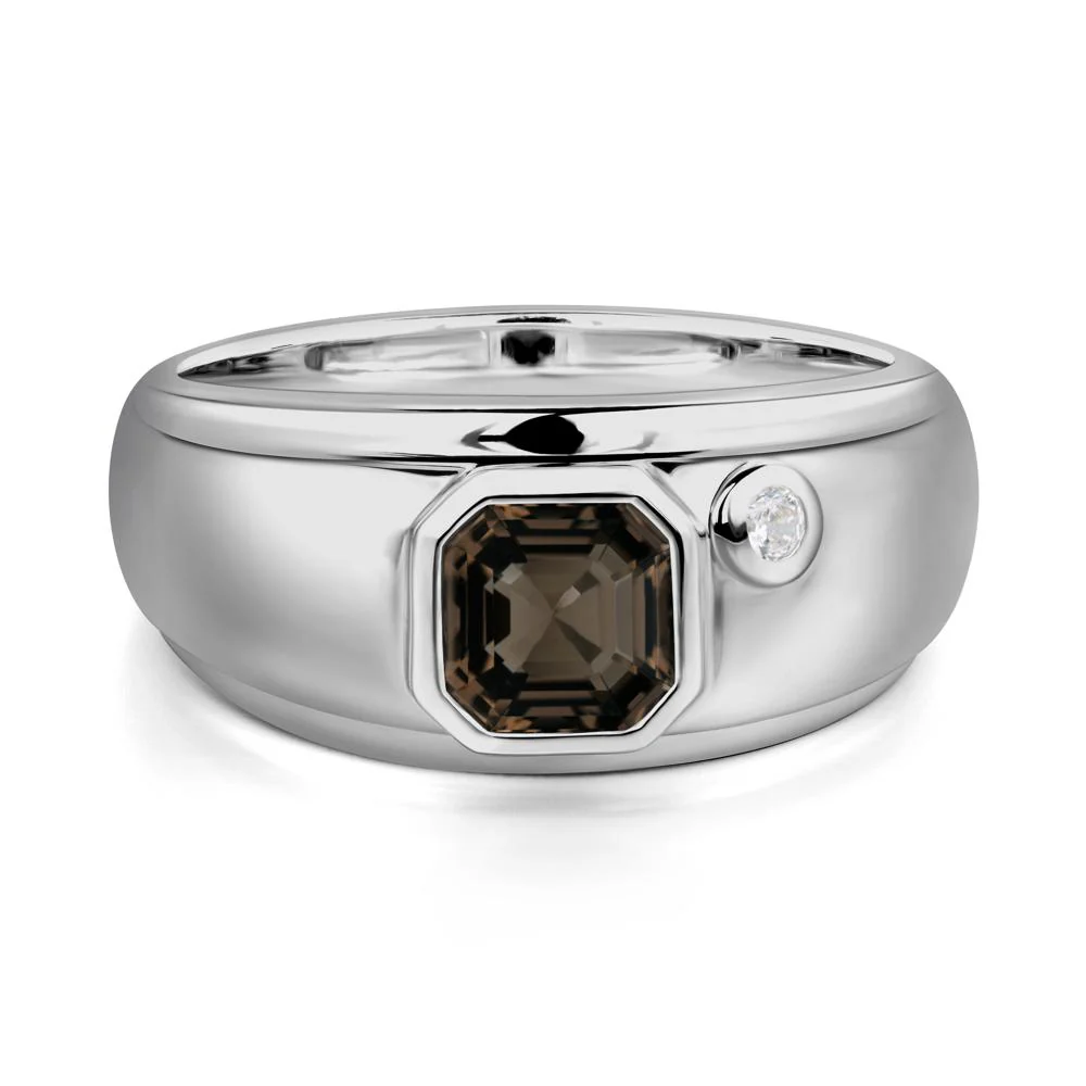 Asscher Cut Smoky Quartz Men's Ring - Image 6
