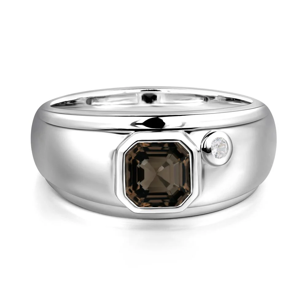 Asscher Cut Smoky Quartz Men's Ring - Image 7