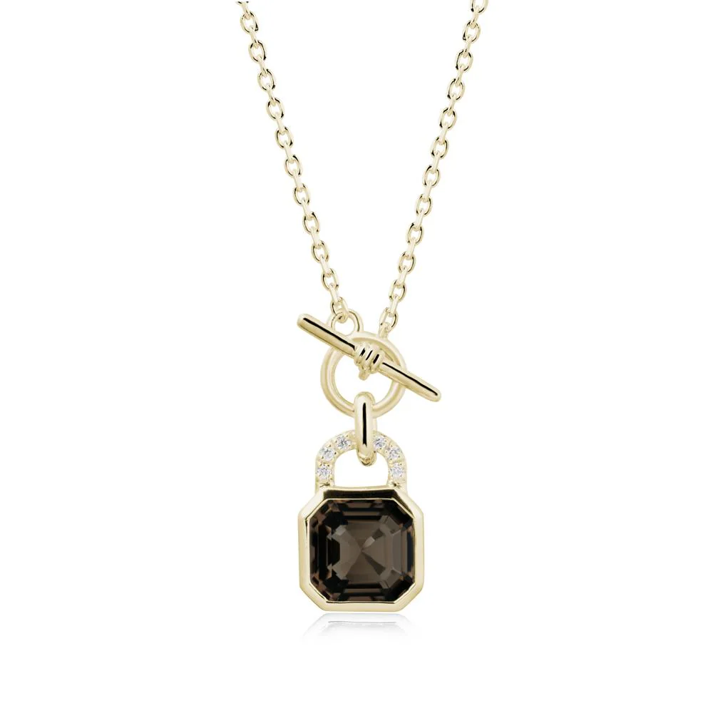 Asscher Cut Smoky Quartz Toggle Necklace - Image 4