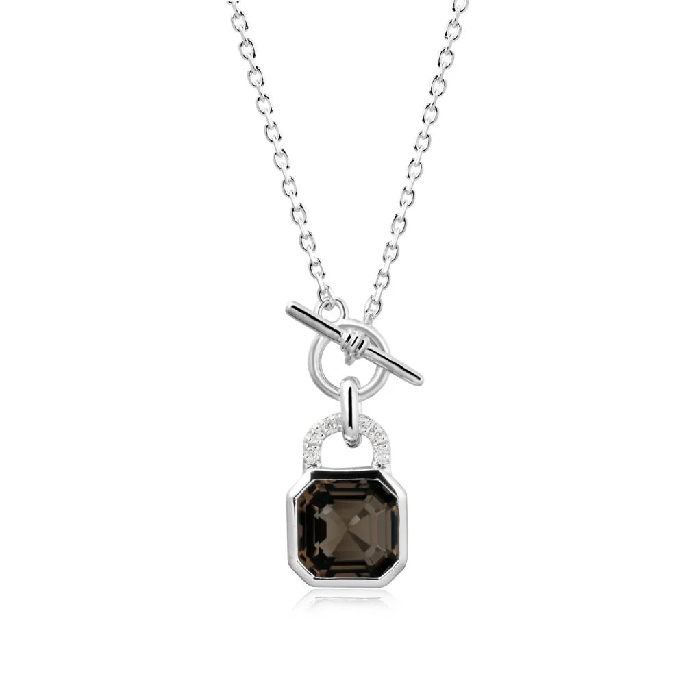 Asscher Cut Smoky Quartz Toggle Necklace - Image 9