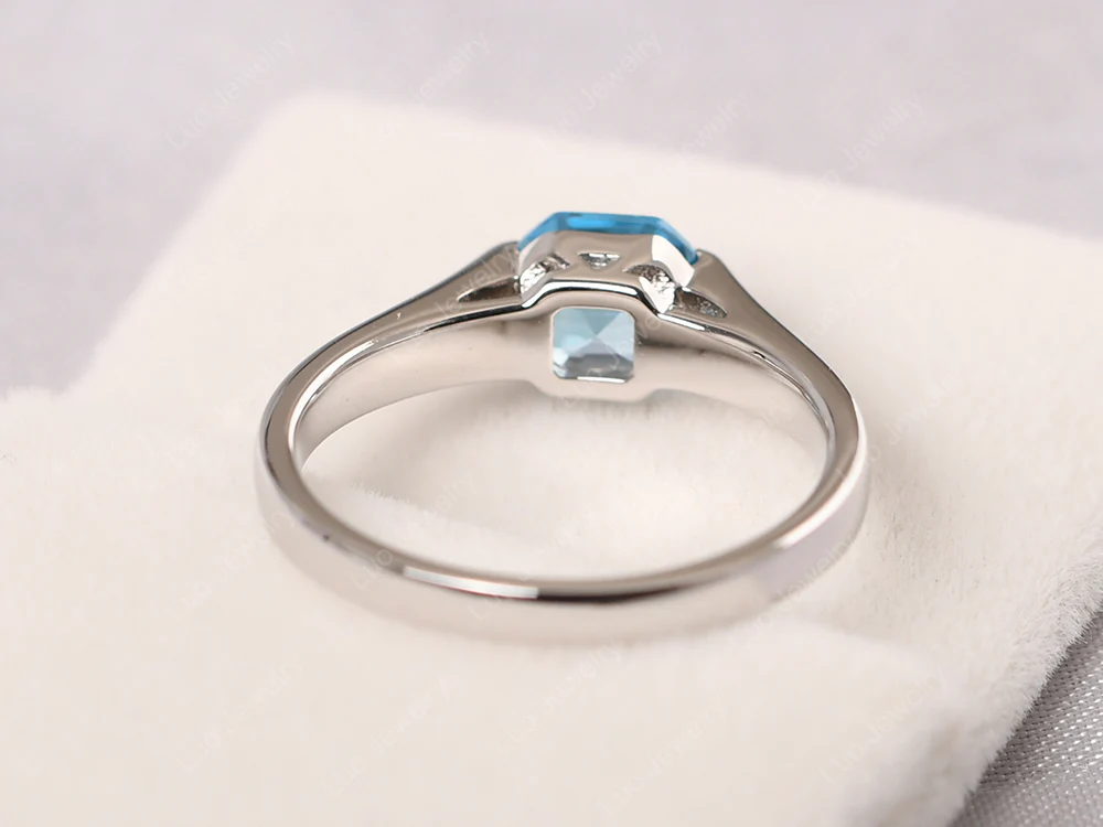 Swiss Blue Topaz Half Bezel Ring - Image 3