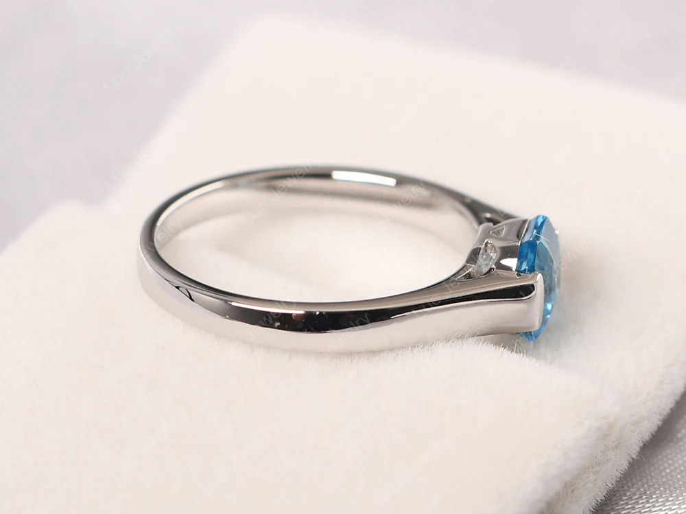Swiss Blue Topaz Half Bezel Ring - Image 4