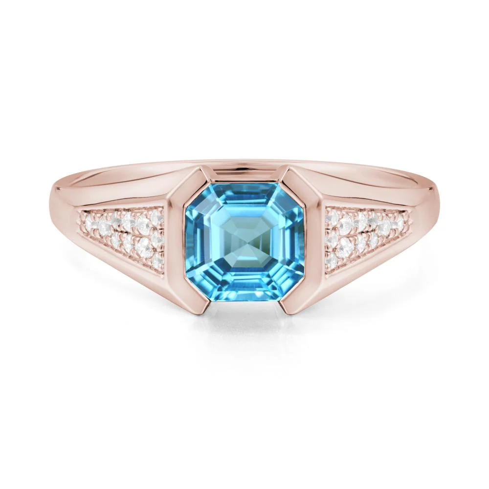 Asscher Cut Swiss Blue Topaz Statement Ring - Image 2
