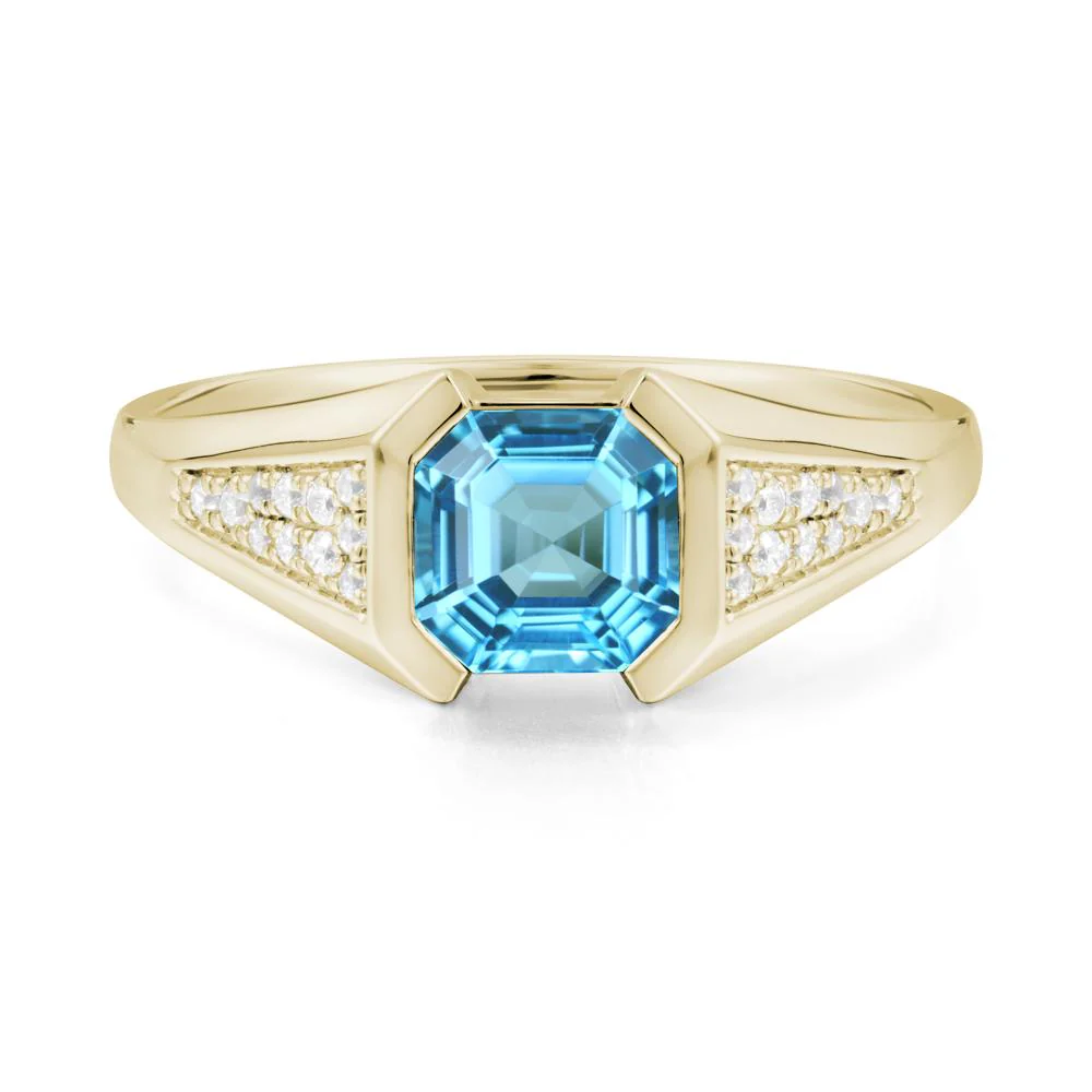 Asscher Cut Swiss Blue Topaz Statement Ring - Image 3