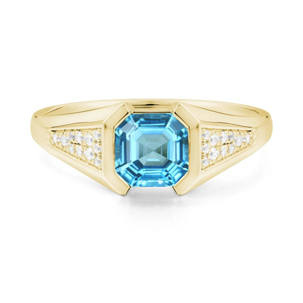 Asscher Cut Swiss Blue Topaz Statement Ring - Image 4