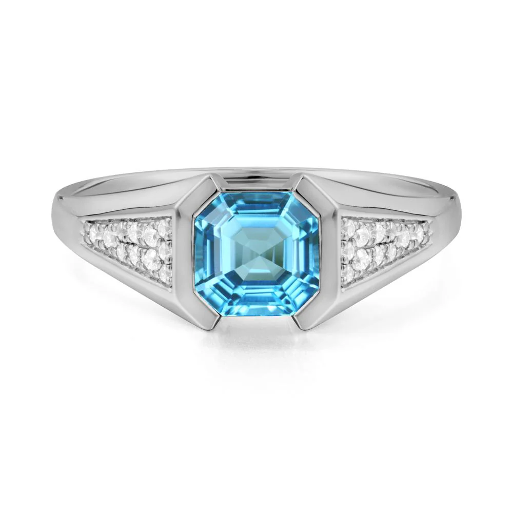 Asscher Cut Swiss Blue Topaz Statement Ring - Image 7