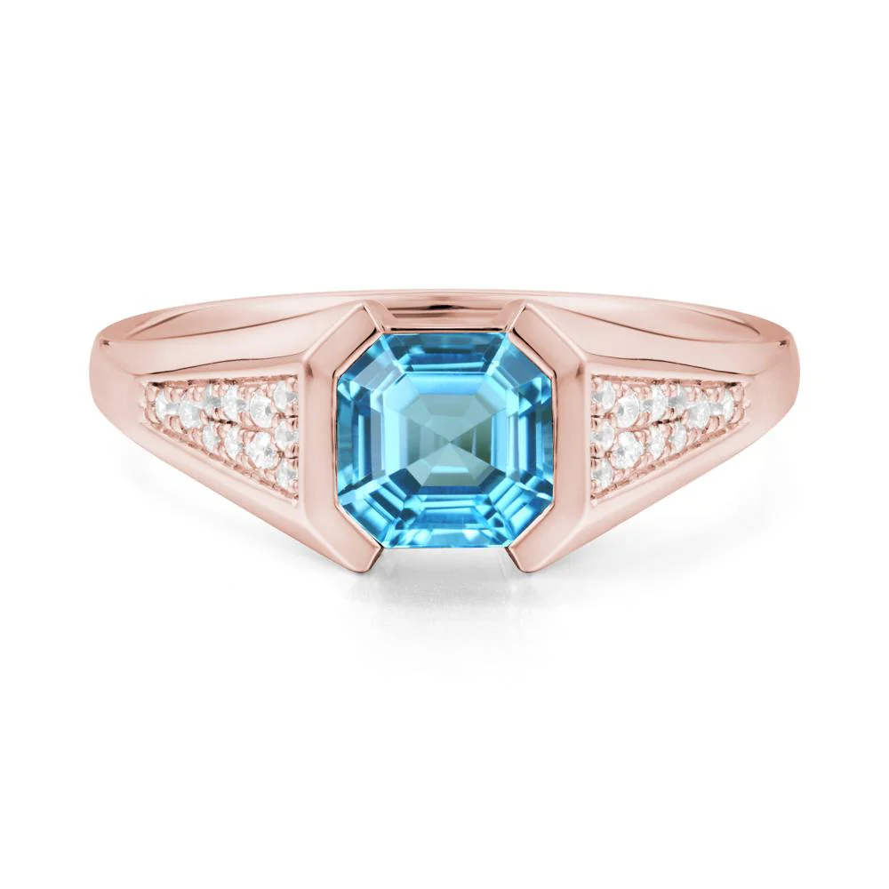 Asscher Cut Swiss Blue Topaz Statement Ring - Image 8