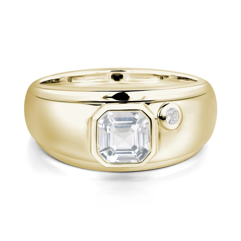 Asscher Cut White Topaz Men's Ring - Image 4