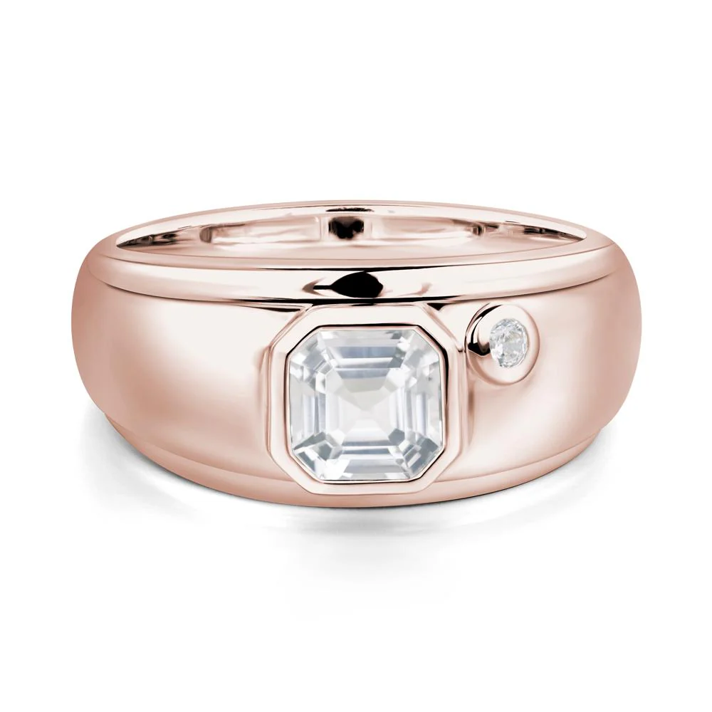 Asscher Cut White Topaz Men's Ring - Image 5