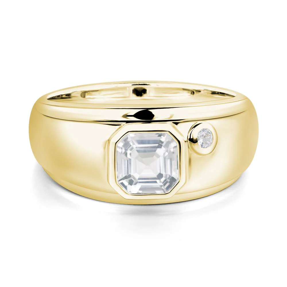 Asscher Cut White Topaz Men's Ring - Image 8