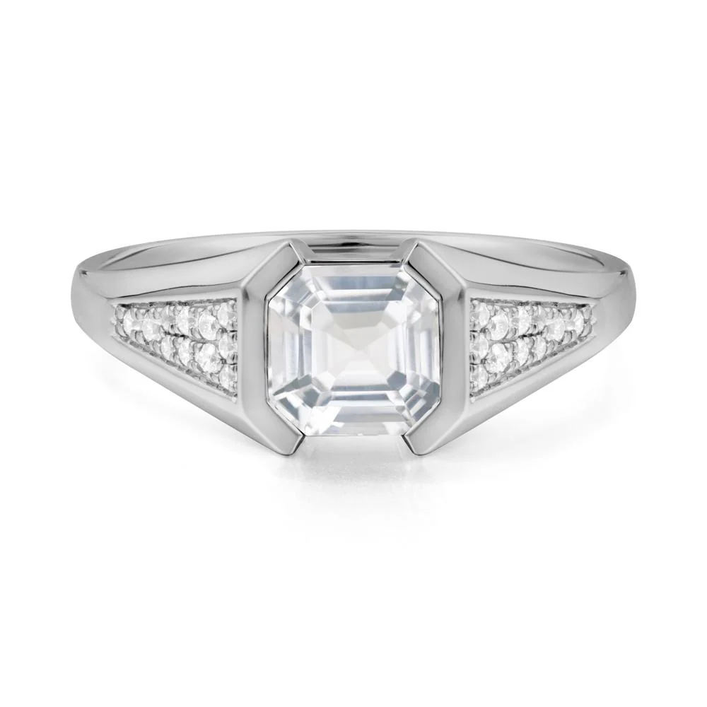 Asscher Cut White Topaz Statement Ring - Image 5