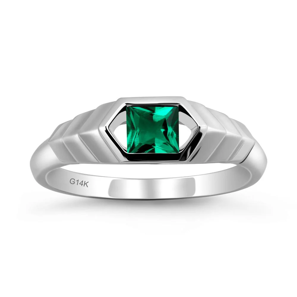Asscher Emerald Ring with Hexagon Frame - Image 2