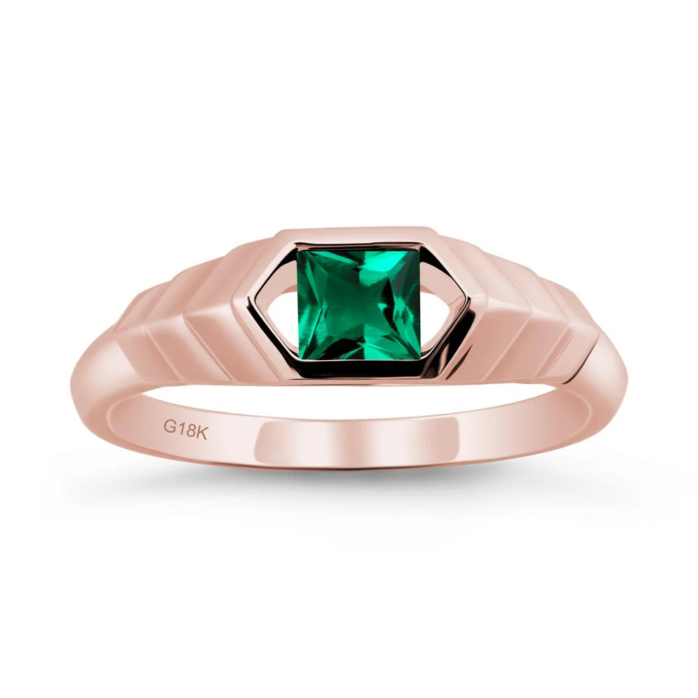 Asscher Emerald Ring with Hexagon Frame - Image 4