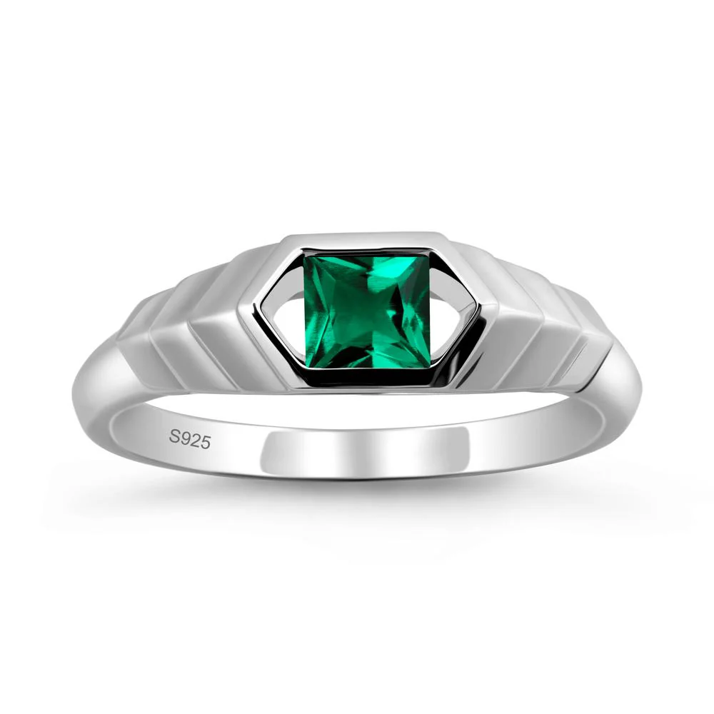 Asscher Emerald Ring with Hexagon Frame - Image 9