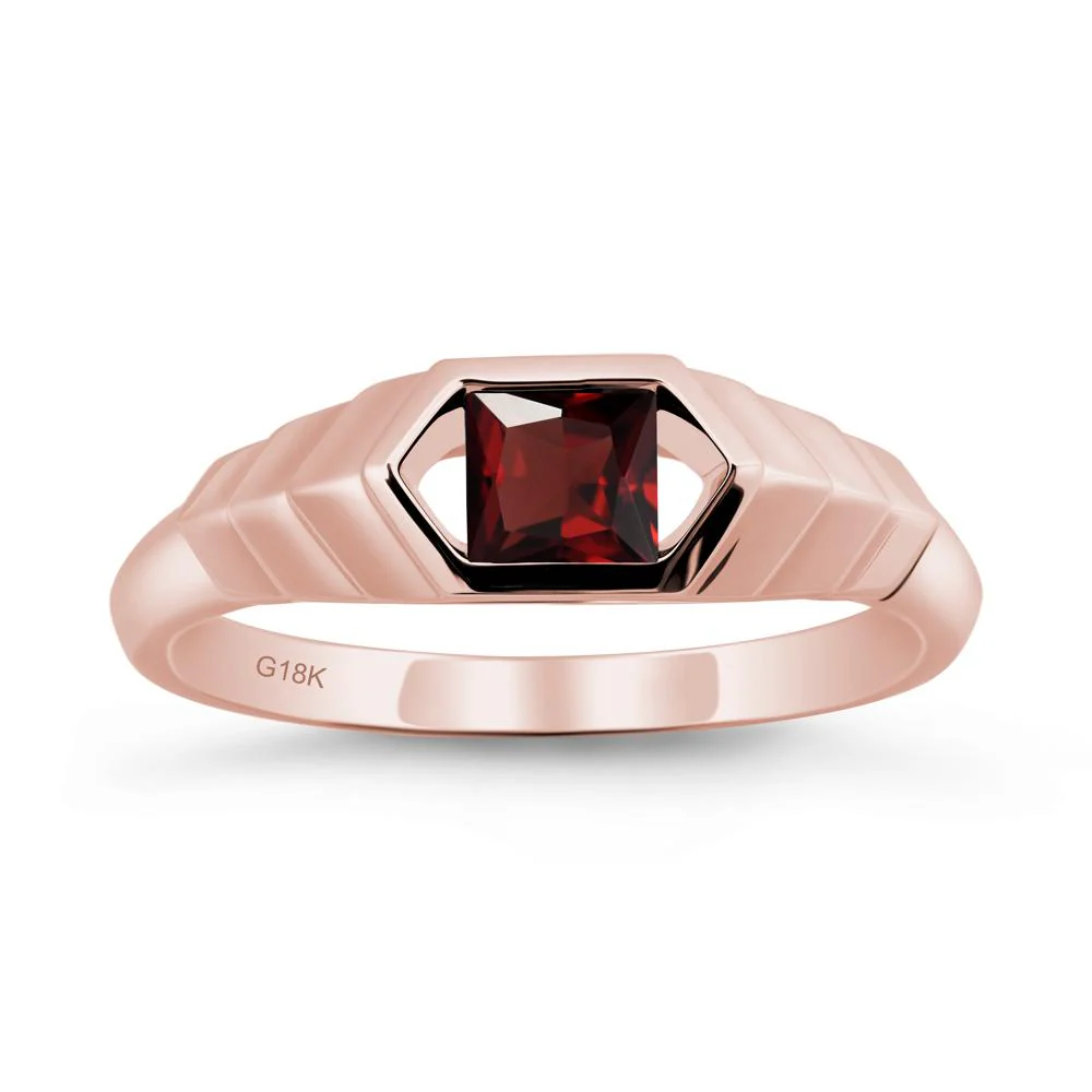 Asscher Garnet Ring with Hexagon Frame - Image 2