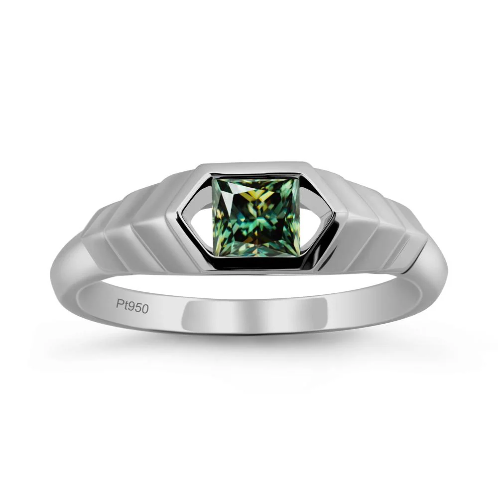 Asscher Green Moissanite Ring with Hexagon Frame - Image 8