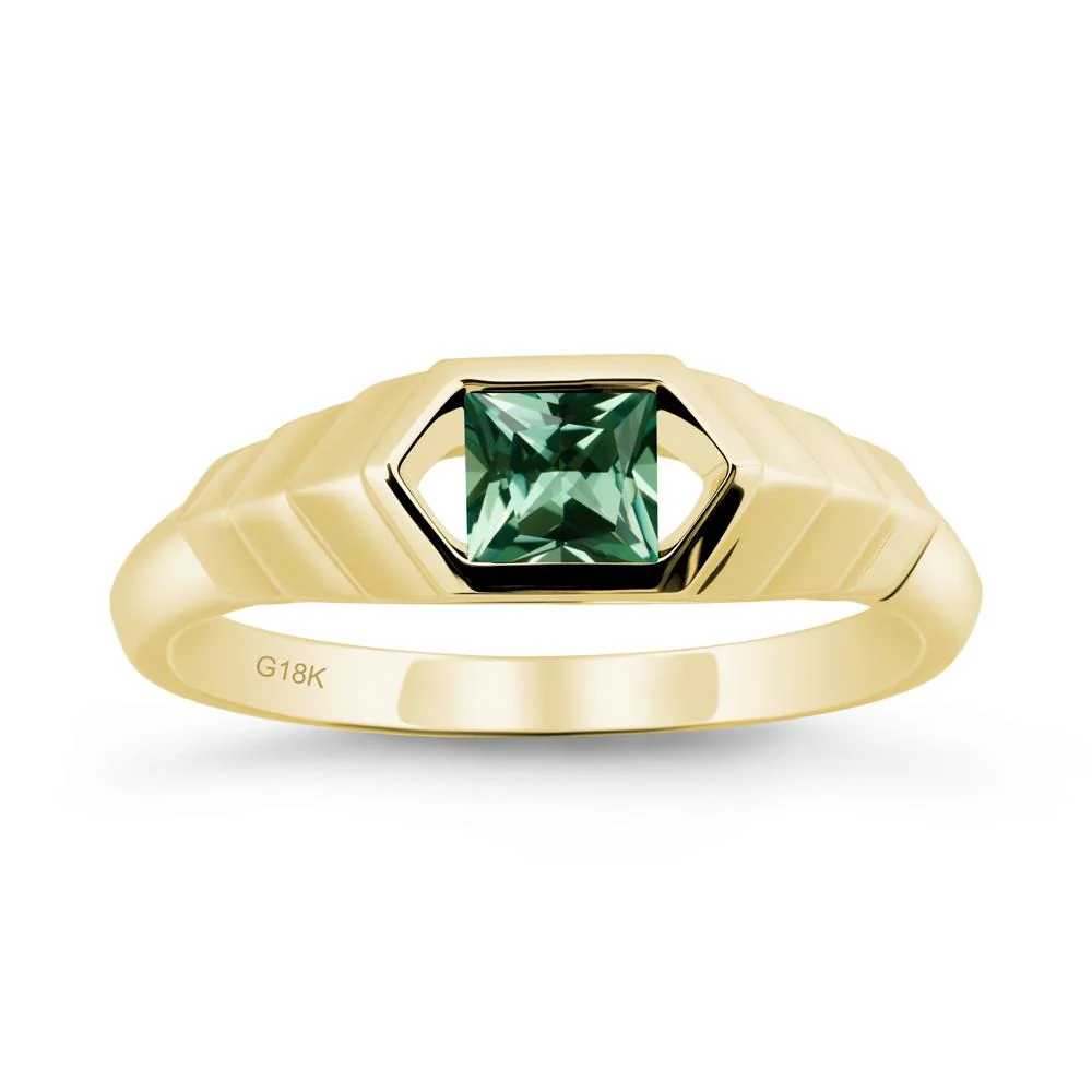 Asscher Green Sapphire Ring with Hexagon Frame - Image 6