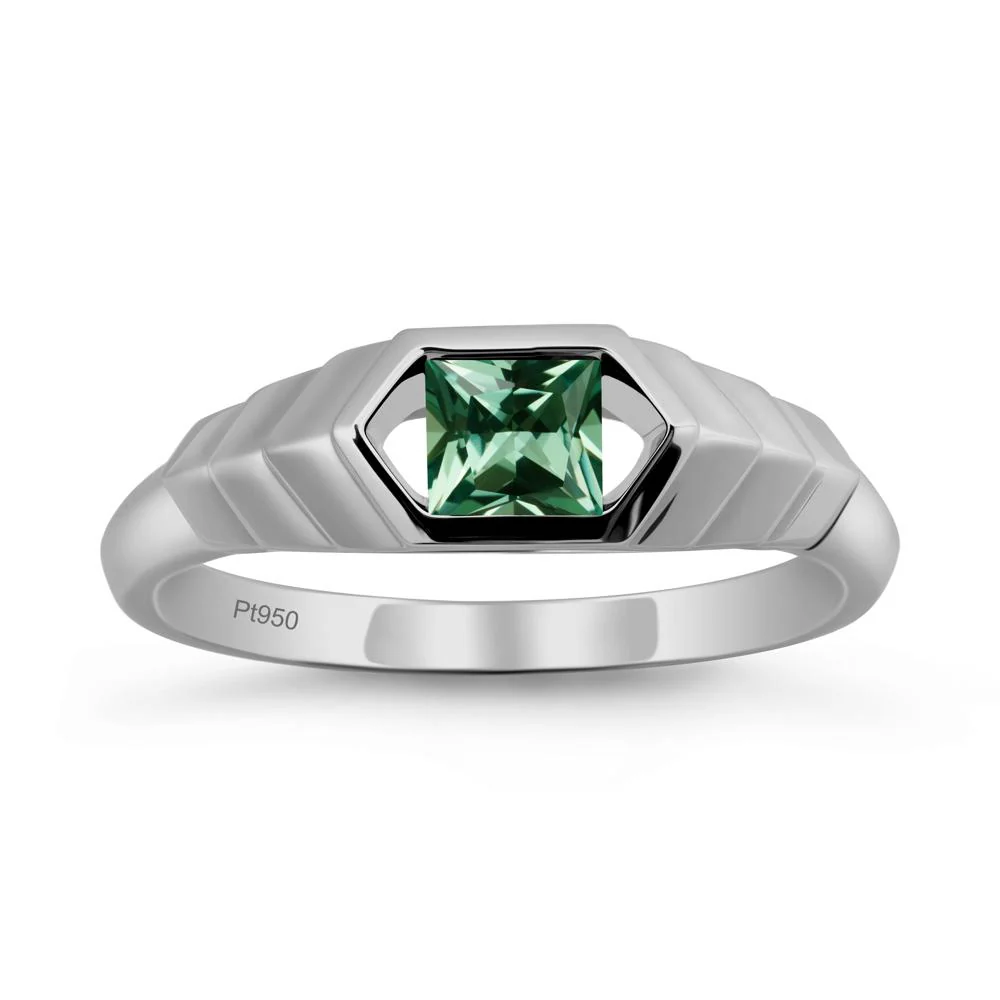 Asscher Green Sapphire Ring with Hexagon Frame - Image 8