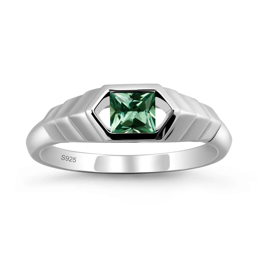 Asscher Green Sapphire Ring with Hexagon Frame - Image 9