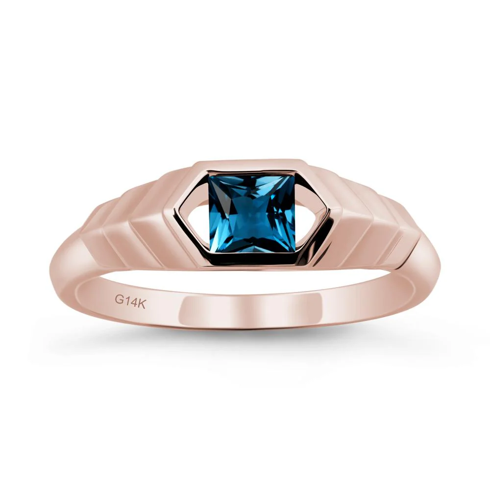 Asscher London Blue Topaz Ring with Hexagon Frame - Image 2