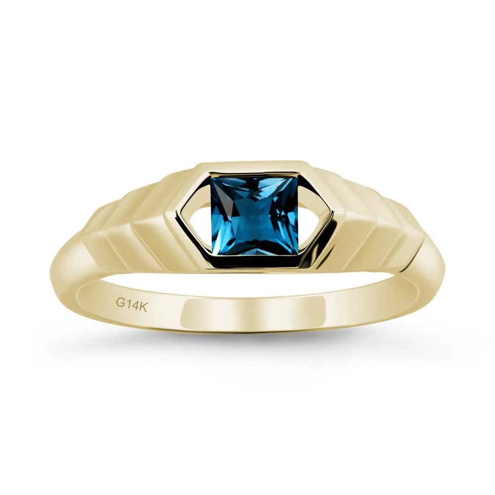 Asscher London Blue Topaz Ring with Hexagon Frame - Image 4