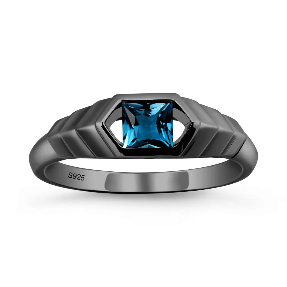 Asscher London Blue Topaz Ring with Hexagon Frame - Image 8