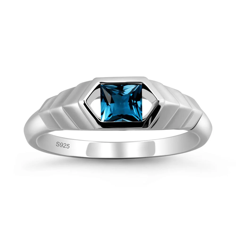 Asscher London Blue Topaz Ring with Hexagon Frame - Image 9