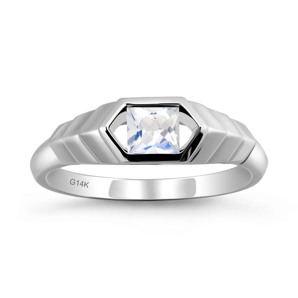 Asscher Moonstone Ring with Hexagon Frame - Image 3