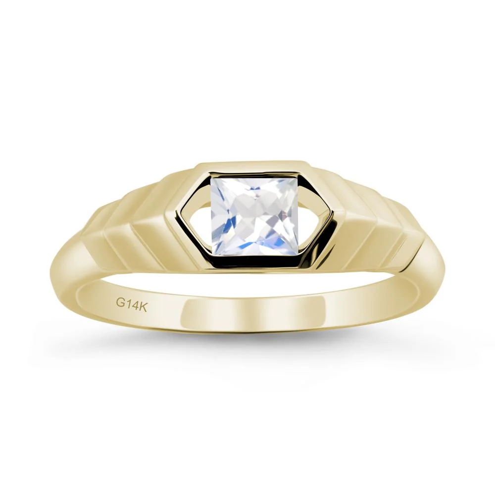 Asscher Moonstone Ring with Hexagon Frame - Image 4