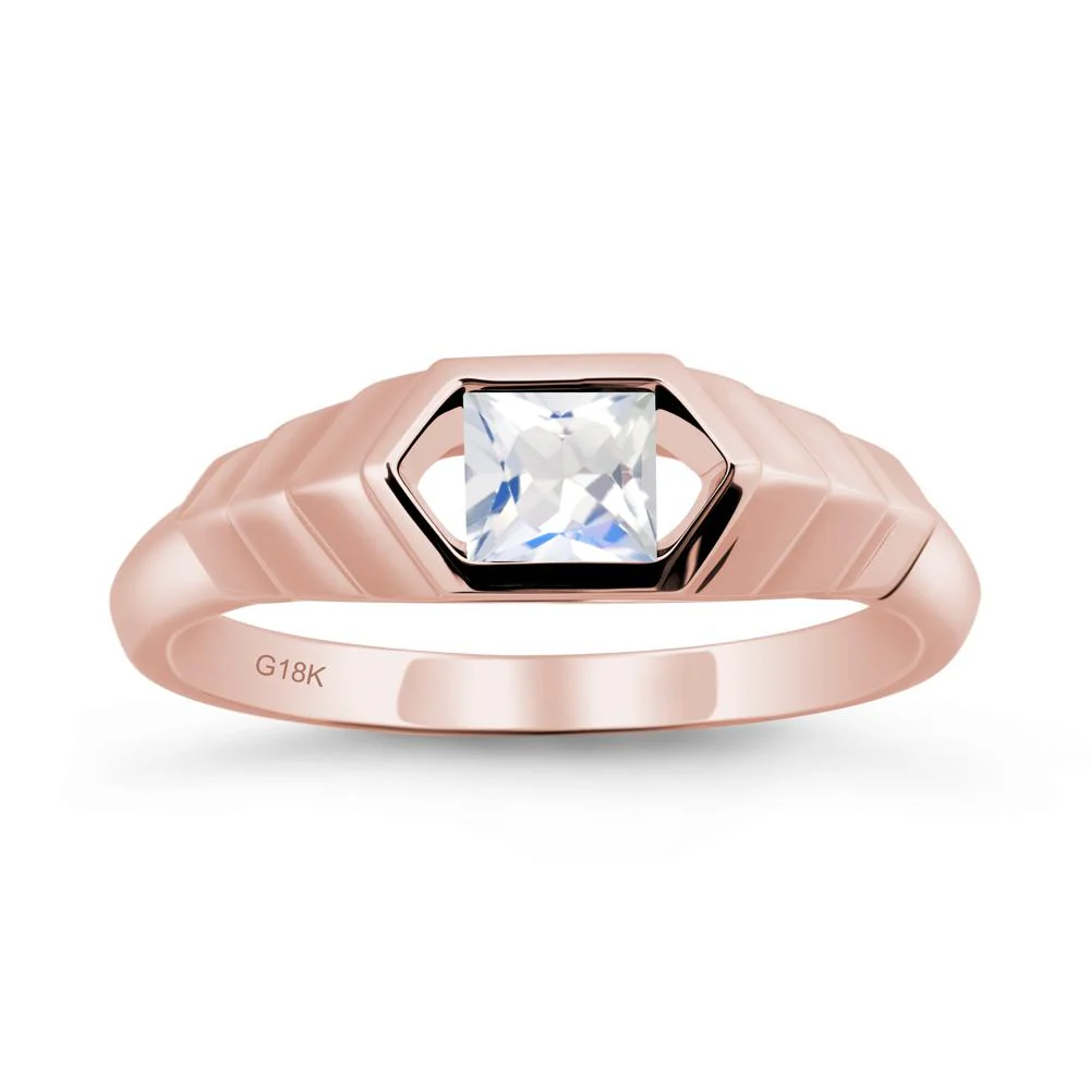Asscher Moonstone Ring with Hexagon Frame - Image 5