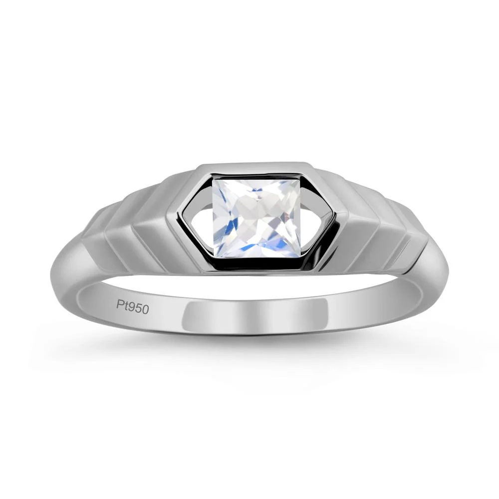 Asscher Moonstone Ring with Hexagon Frame - Image 8
